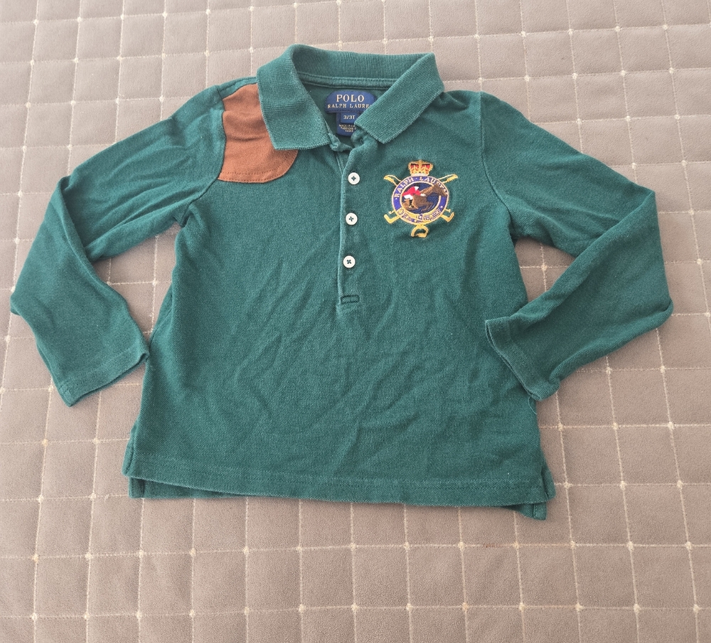 Polo by Ralph Lauren Kids Green and Brown Long Sleeve Polo